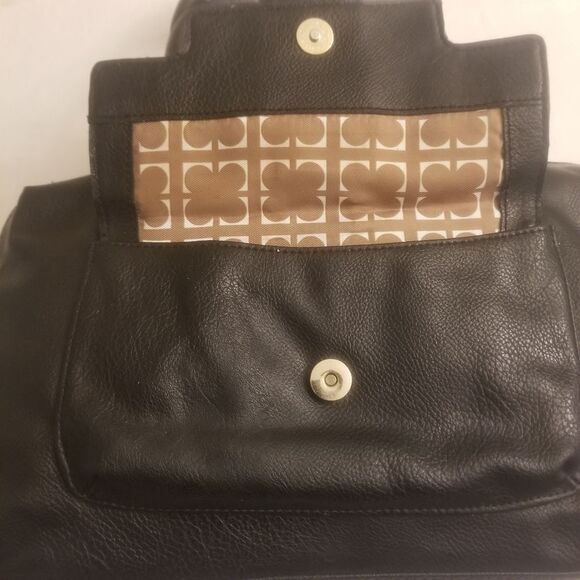 Liz Claiborne Black Faux Leather Satchel Double Handle Zippered Shoulder Bag - Picture 8 of 13